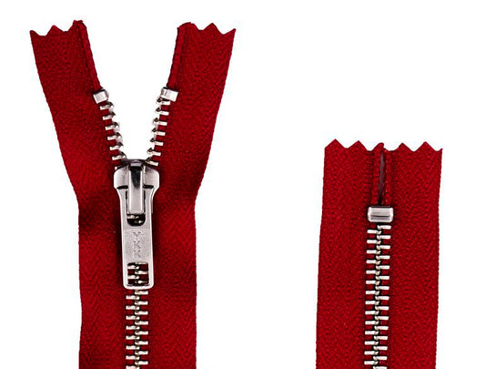 YKK® 26 Jacket Zipper, YKK #5 Aluminum Metal ~ Medium Weight ~ Separating  ~ 519 Red (1 Zipper/Pack)